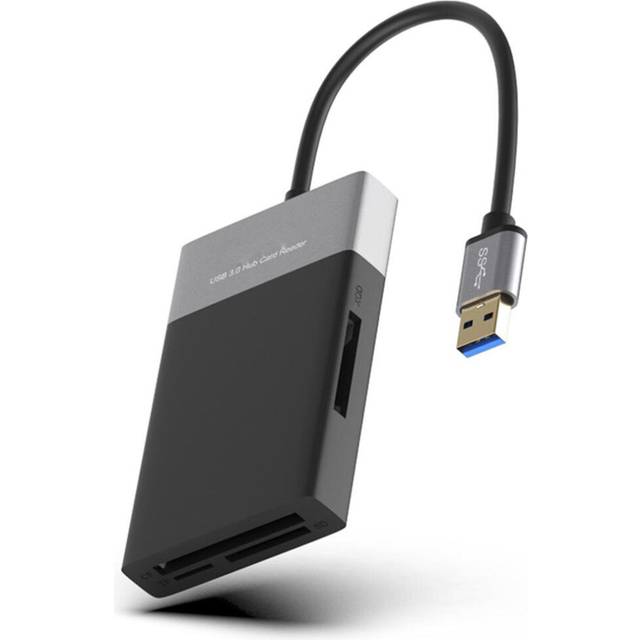 6 In 1 Multi Memory Card Reader ABS Aluminum Alloy Shell PVC Wire Reader USB 3.0 2 Port HUB High Speed Adapter For XQD CF SD TF