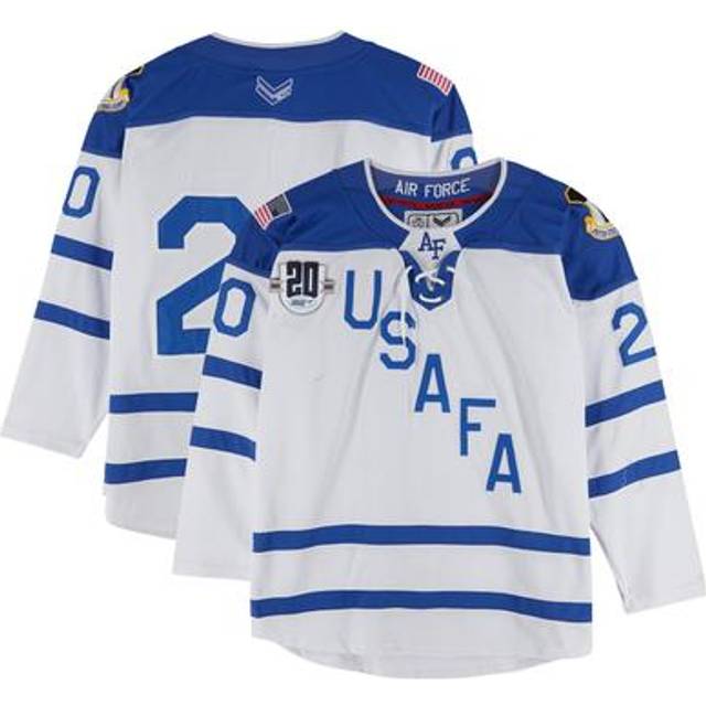 Air Force Falcons Team-Issued #20 White Jersey with Atlantic Hockey 20th Anniversary Patch from the Hockey Program