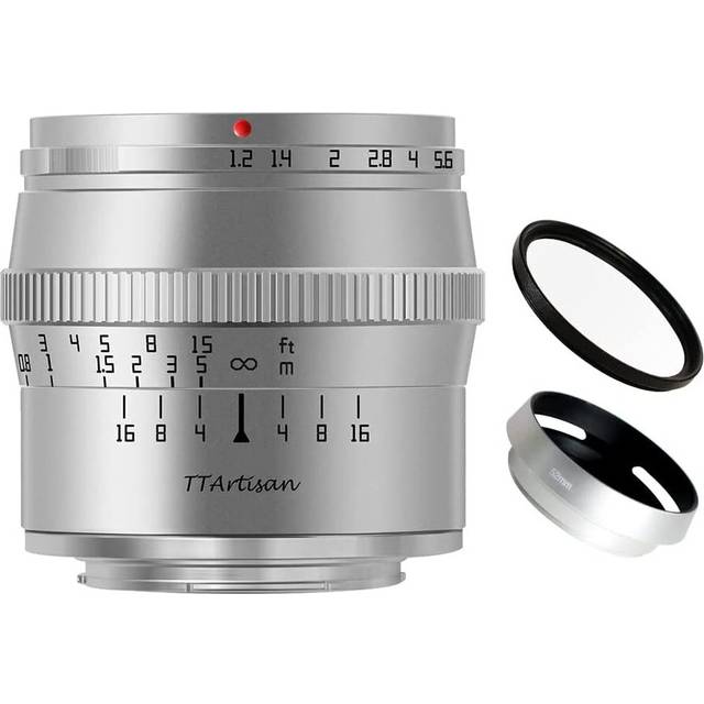 TTArtisan 50mm F1.2 APS-C Manual Focus Large Aperture Fixed Focus Lens Silver for Panasonic/Sigma/Leica L Mount Camera T TL TL2 CL FP L Mount ..