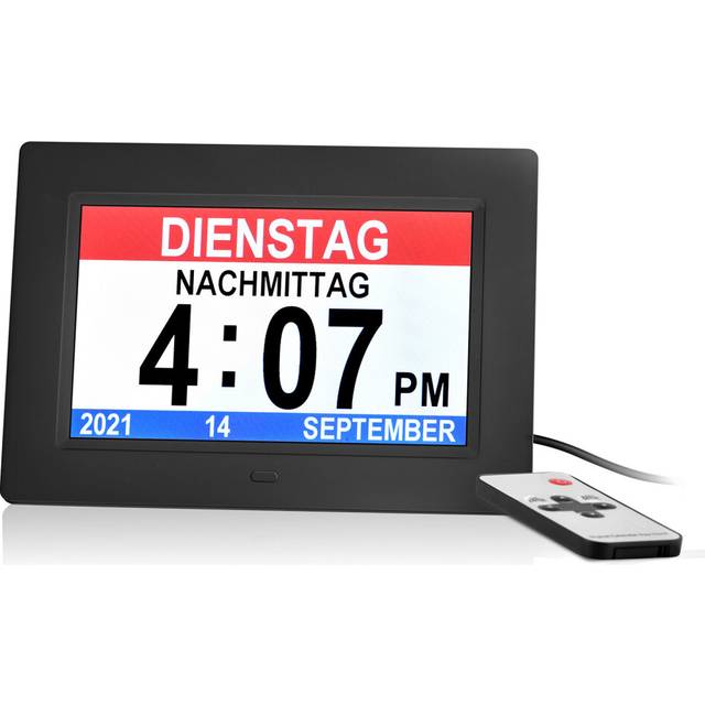 (Black) 10 Inch Display Dementia Digital Alarm Clock/Calendar+Medication Reminder