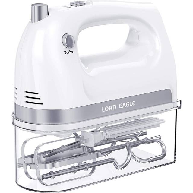 Lord Eagle Hand Mixer Electric Whisk, 400W Power Handheld Mixer for Baking Cake Egg Cream Food Beater, Turbo Boost/Self-Control Speed + 5 Speed +