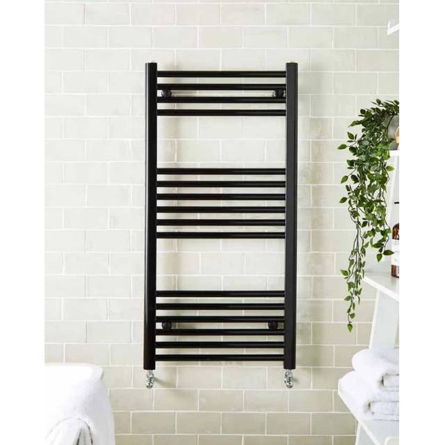 K-Rad Vertical Straight Towel Rail Black 160cm H x 60cm W x 4cm D