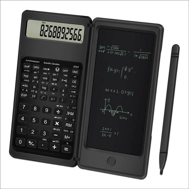 Scientific Calculators for High-School, 10 Digits Digital with Erasable Writing Board Calculator for School Office