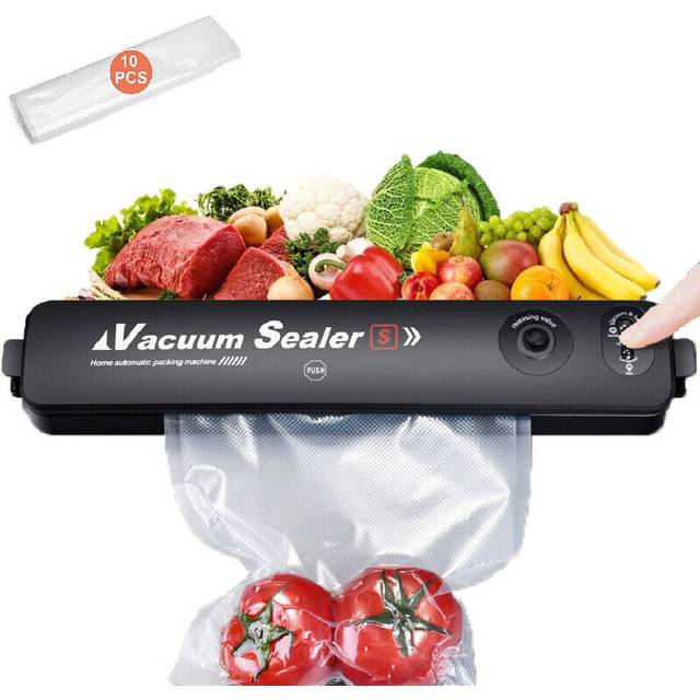 Electric Vacuum Sealer Sealing Machine Commercial Household Automatic Air Sealing Machine With Free 10 Bags Vacuum Bags Kitchen