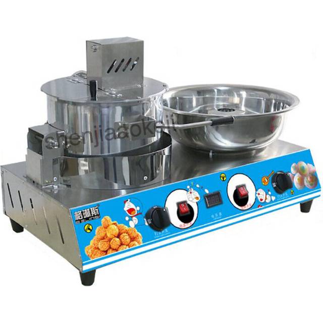 stainless steel Popcorn machine cotton candy machine commercial electric gas mobile popcorn cotton candy Combine machine 1pc