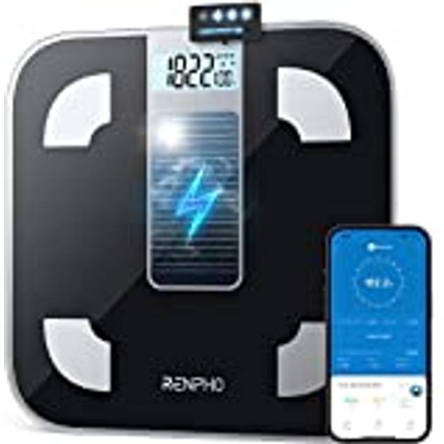 Scale for Body Weight, Battery-Free Solar Power Weighing Scale Digital Bathroom Smart Scale Bluetooth Body Fat Scale, Body Composition Monitor