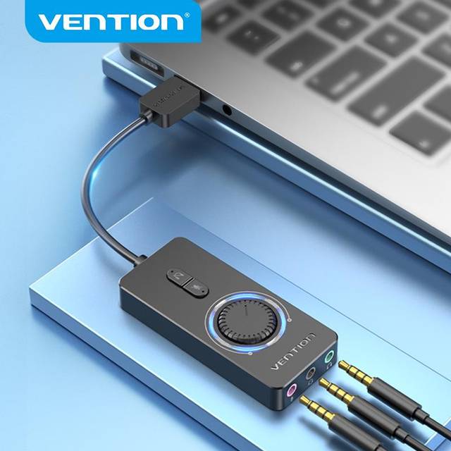 Vention USB-ljudadapter Externt stereoljudkort med 3,5 mm hörlurs- och mikrofonuttag för Windows Mac Linux USB Sound Card grå färg