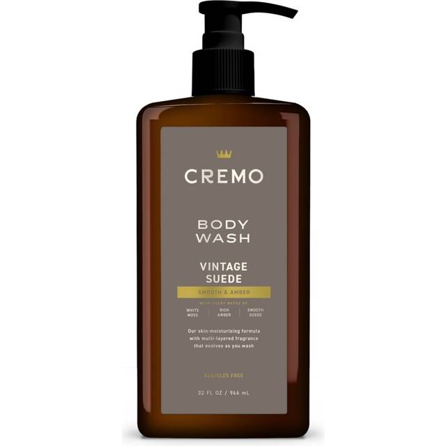 Cremo Rich-Lathering Vintage Suede Body Wash for Men  A Vintage Suede with Notes of White Moss and Rich Amber  32 Fl Oz