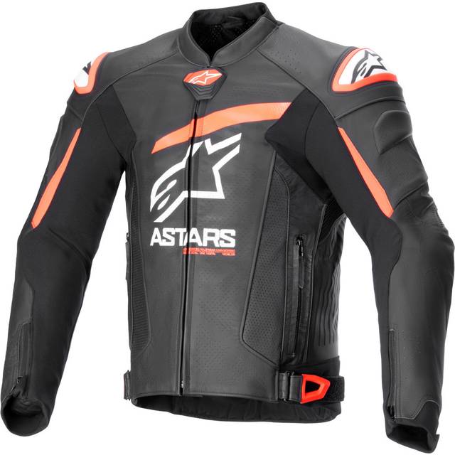 Alpinestars GP Plus R V4 Airflow perforated Motorcycle Leather Jacket, black-red, Size 48 for Men