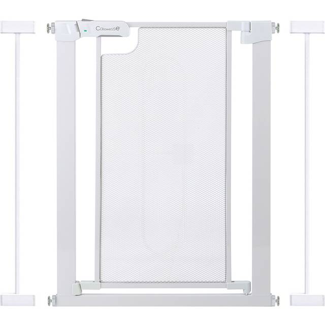 Callowesse Metal Mesh Safety Gate | 76-83cm x H76cm Bundle Including 2 x 7cm Extension | Suitable for Doors and Stairs | Glacial White