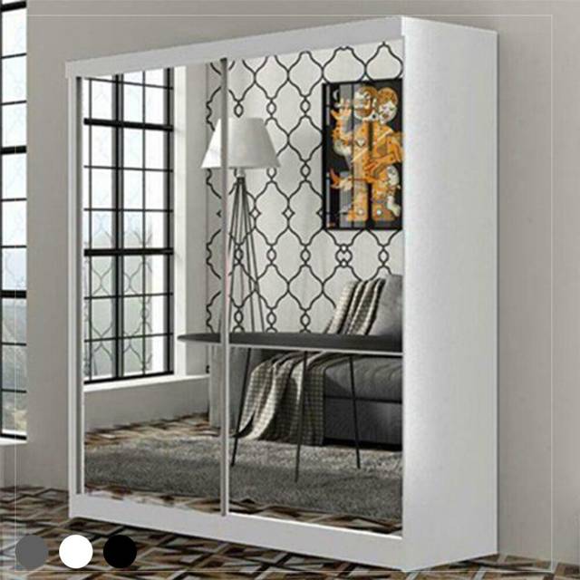 (200 cm, White) Monarch Double Mirror Sliding Door Wardrobe