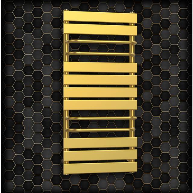 (Angled Gold Valves) 500 x 1000mm Designer Gold Towel Rail Radiator