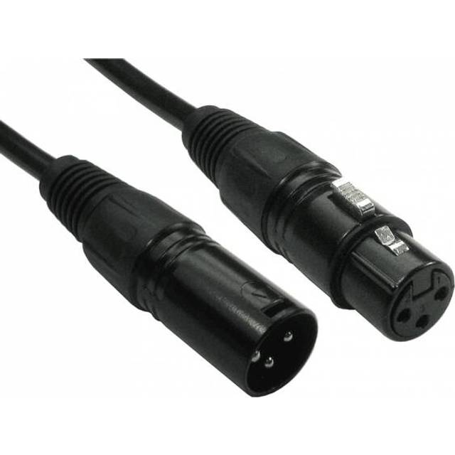 Cables Direct 10M 3PIN XLR M-F Cable (Black Hoods + Gold Pins)