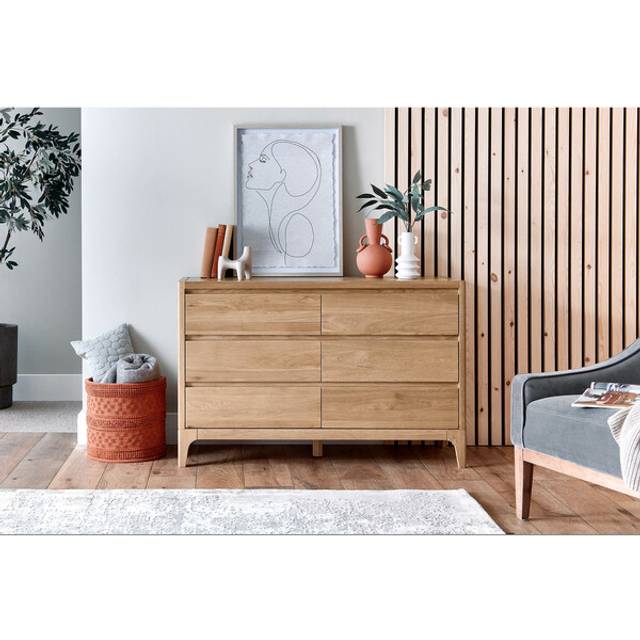 Natural Oak Chest of Drawers - 6 Drawer Chest - Durham Range - Oak Furnitureland