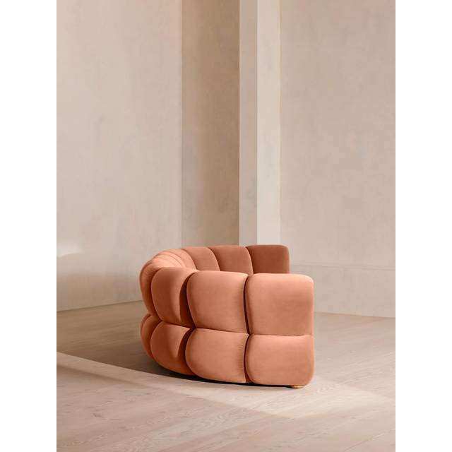 Noelle Modular Curved Sofa, Six Seater, Velvet Antique Rose