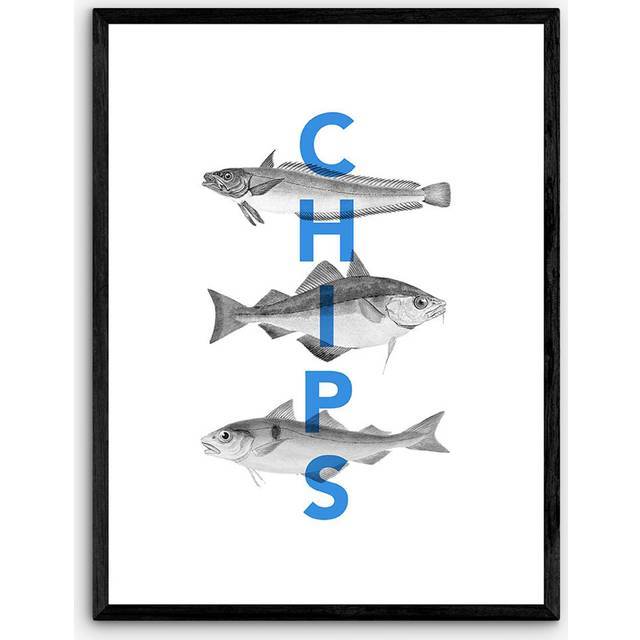 EAST END PRINTS Rocket Jack 'Fish and Chips' Framed Print