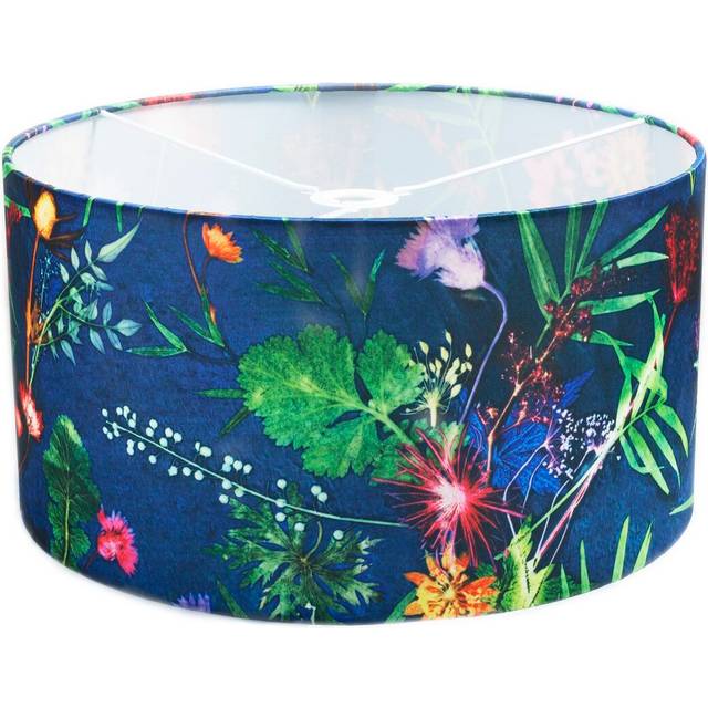 45cm Tropical Fabric Drum Lamp Shade - Green;Pink;Dark Blue (24cm H X 45cm W X 45cm D)