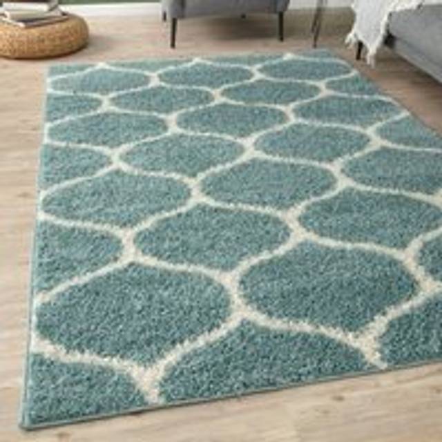 Myshaggy Collection Rugs Trellis Design in Duck Egg Blue - 384DB - 180cm x 270cm