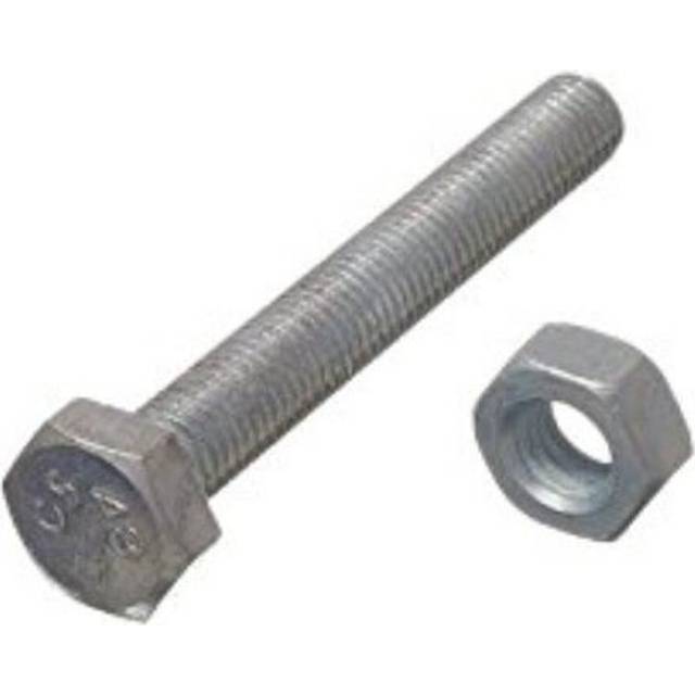 M10 x 60mm Steel BZP Hex Bolts With Nuts x 2