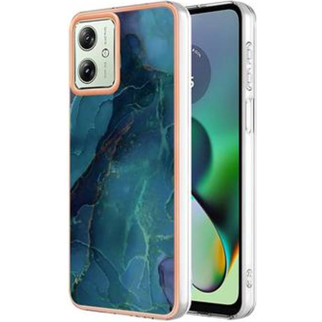 Motorola Moto G54 Marble Pattern Elektropläterat IMD TPU Skal - Grön