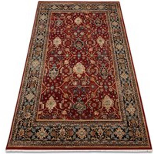 Carpet Wool keshan fringe, oriental classic 7522/53588 beige / claret / navy beige 80x145 cm