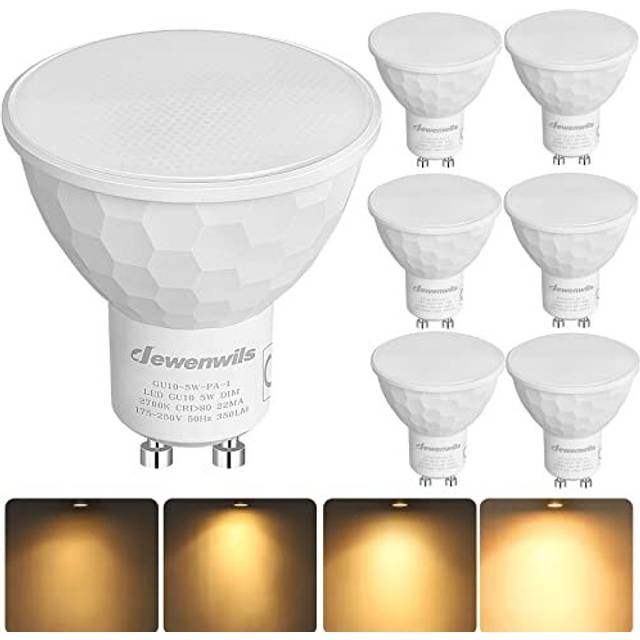 6 Pack Dimmable GU10 LED Bulbs, Warm White 2700K, 5W(50W Halogen Replacement), 120 Wide Beam LED Spot Lights for Ceiling, 350LM Energy Saving Light