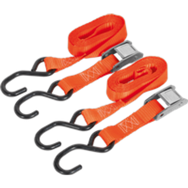 Sealey Cam Buckle Tie Down 25mm x 2.5M Polyester Webbing with S Hooks 500kg Load