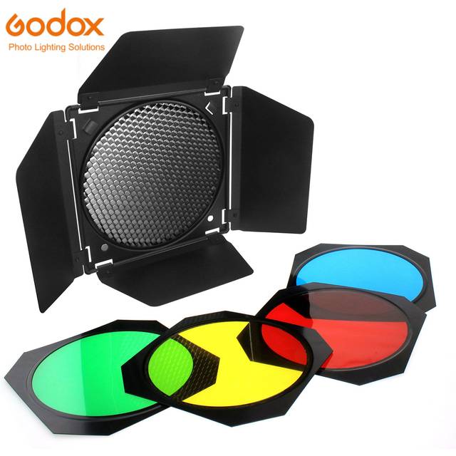 Godox bd -04 barn dörr barndoor honeycomb 4 färg gel filter för 7 tum standard reflektor för godox sl60w sl150ii sk400ii
