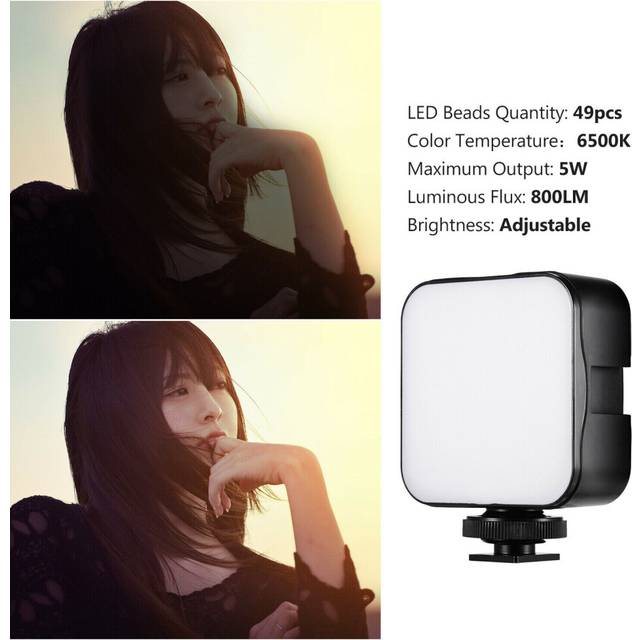 5W Mini LED Video Light Photography 6500K Fill-in Lamp Dimmable Mount Adapter