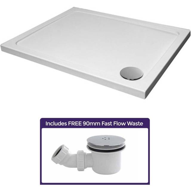 1000 x 760 Shower Tray Low Profile Rectangle for Shower Enclosure + Free Waste