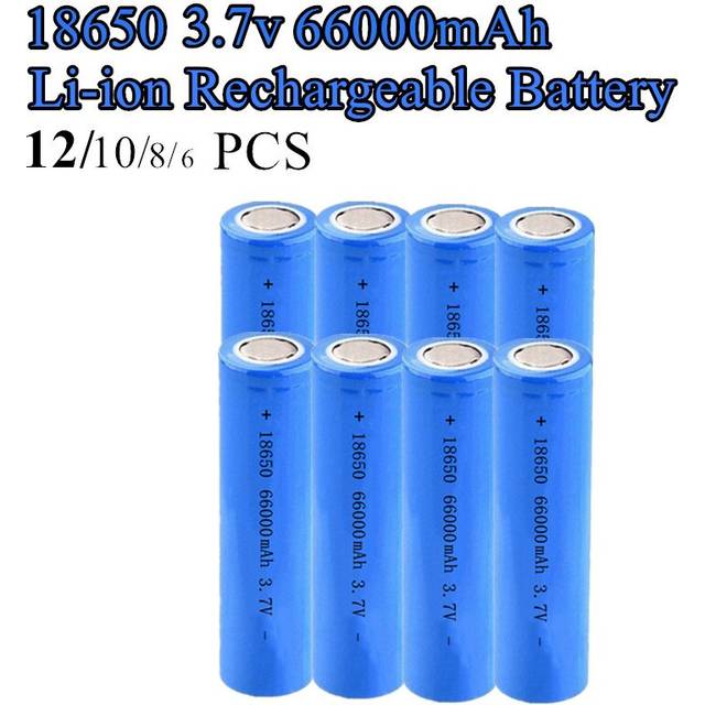 (10pcs) 3.7V 18650 66000mAh Rechargeable Li-ion Battery