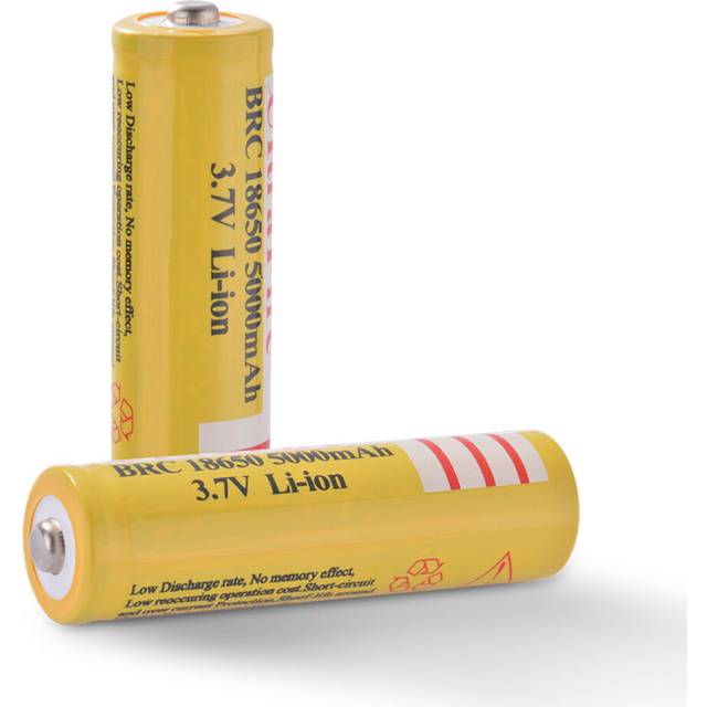 2X 18650 5000mAh power battery 3.7v rechargeable Li-on battery Yellow