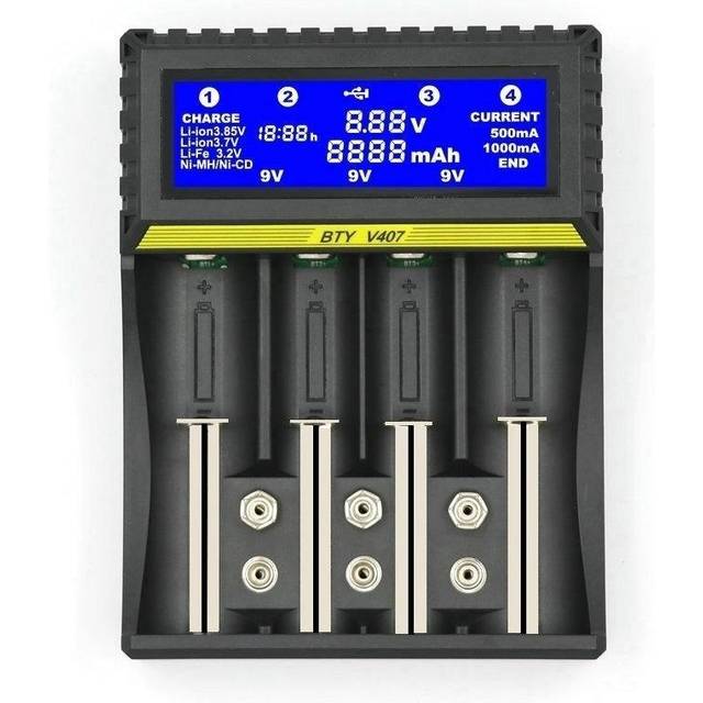 Multifunctional Battery Charger 18650 Lithium-ion Battery Nickel Metal Hydride Nickel Cadmium AA AAA 9V Battery Charger Smart Charger with LCD Display black