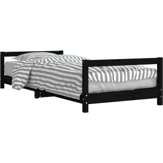vidaXL Kids Bed Frame Black 80x200 cm Solid Wood Pine