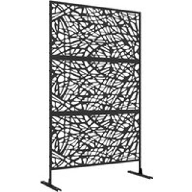 Outsunny 6.5' Metal Privacy Screen - Twisted Lines, Black