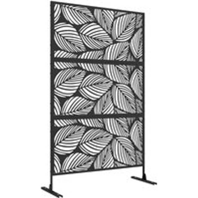 Outsunny 6.5ft Metal Privacy Screen w/ Expansion Leaf Style, Black