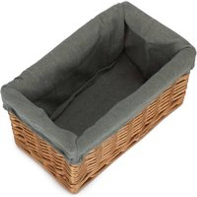 Double Steamed Grey Cotton Lined Willow Storage Baskets - Small