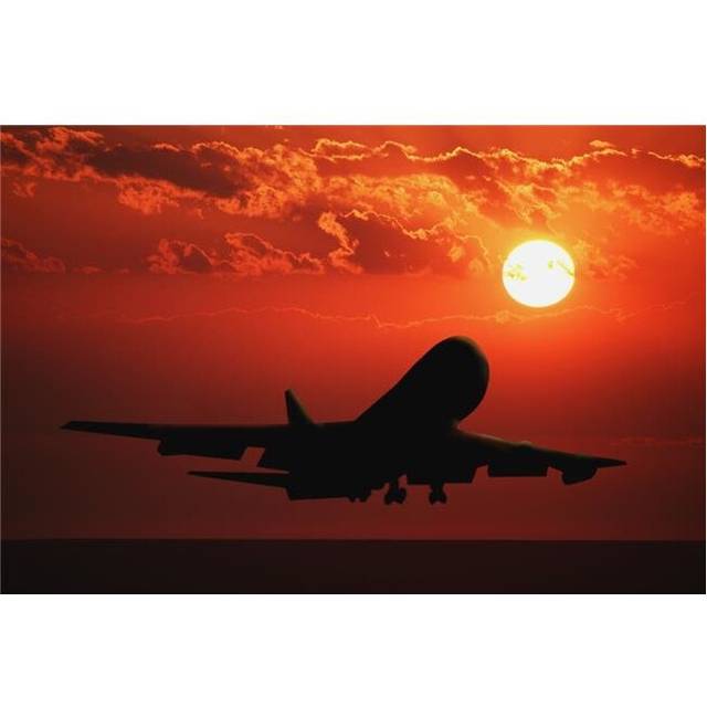 Airplane Landing At Sunset Poster Print by Don Hammond, 34 x 22 - Large