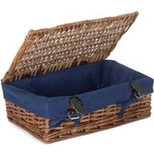 40cm Empty Wicker Rectangular Gift Basket - Blue