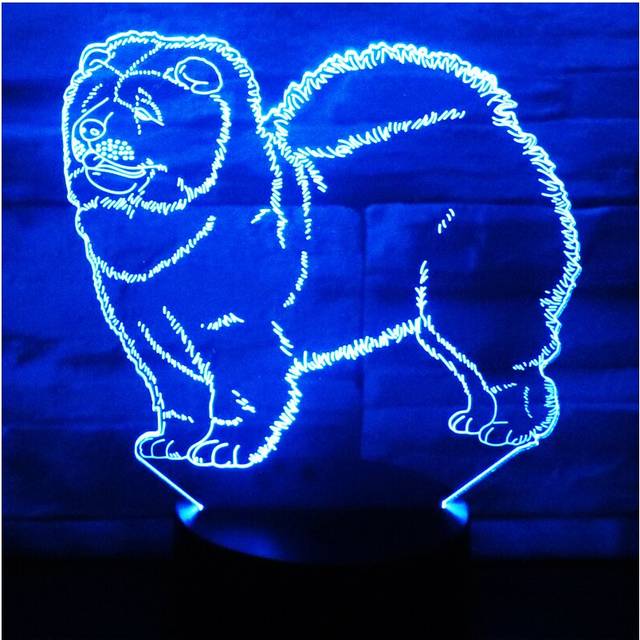 3D Lamp lovely Chow Chow Dog Desk Table Light 7 Colors Changing Touch Control Lamp Gift for Christmas Birthday