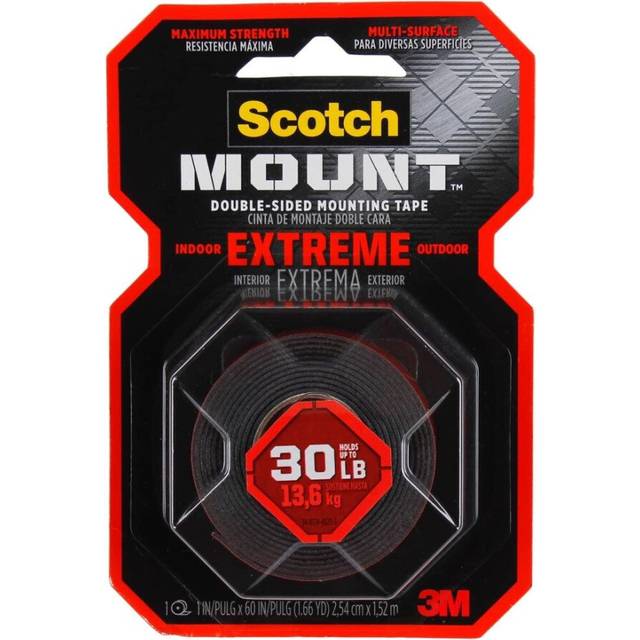 3M Scotch Extreme Double-Sided Mounting Tape - 2.5 cm x 1.52 m, Heavy-Duty Adhesive for Indoor and Outdoor Use, Ideal for Home and Office Projects