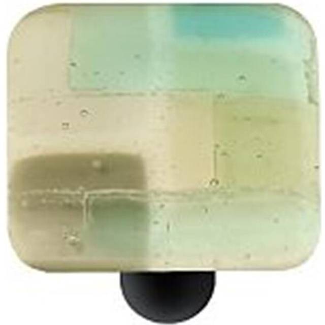 Artist Mosaic Winter Square Glass Cabinet Knob - Black Post