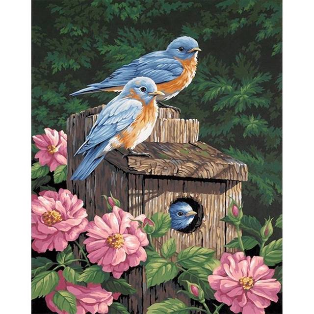 Diamond Embroidery Bird Standing on Nest Picture 3D Diamond Painting Cross-stitch Mosaic Wall Decor 20X30CM