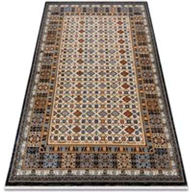 Carpet Wool keshan fringe, Frame oriental 6428/53551 beige / navy multicolour 160x230 cm