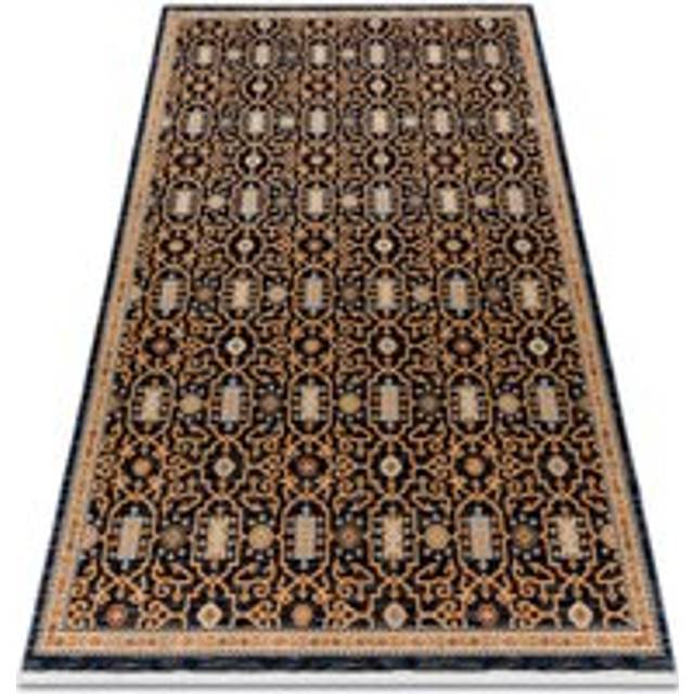 Carpet Wool keshan fringe, oriental classic 7680/53511 beige / navy multicolour 80x145 cm