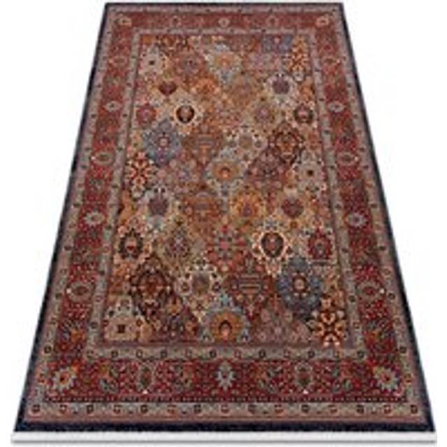 Carpet Wool keshan fringe, Ornament, frame oriental 7576/53511 terracotta multicolour 160x230 cm