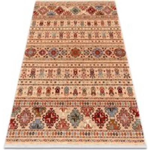 Carpet Wool keshan fringe, oriental 7684/53555 beige / terracotta beige 80x145 cm