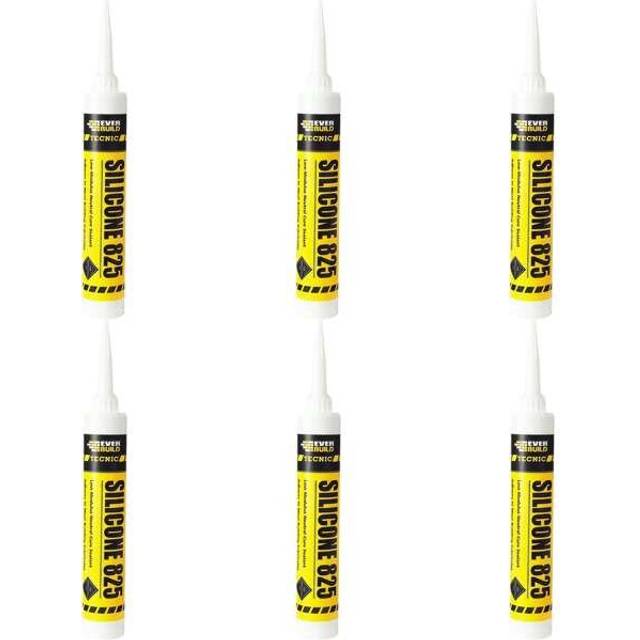 Everbuild 825 Low Modulus Neutral Cure Sealant White - 380ml      825WE (Pack of 6)