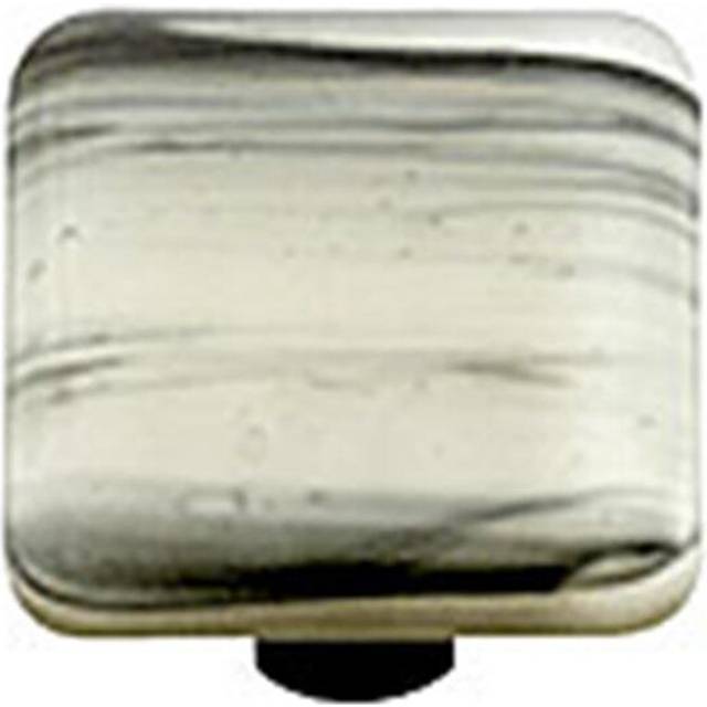 Black Swirl French Vanilla Square Glass Cabinet Knob - Black Post