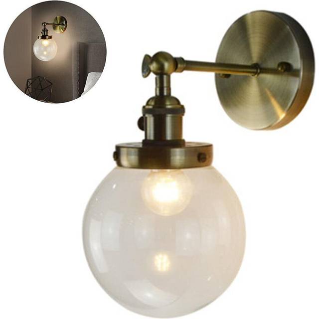 Antique Industrial Wall Lamp Globe Wall Light With 15cm Glass Lampshade Vintage Industrial Wall Sconce Lighting Fixture